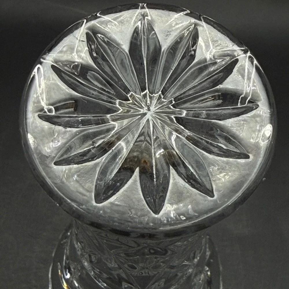 Vtg Cut Lead Crystal Vase Trumpet‎ Shape Star Base Fan Pinwheel Starburst 6